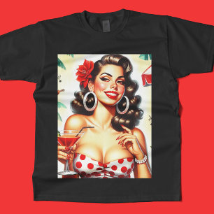 Beautiful Retro Woman Illustration T-Shirt