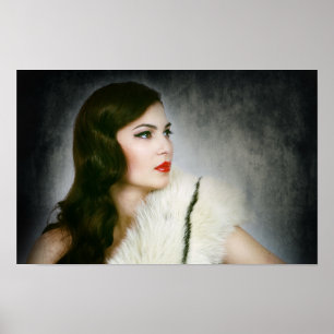 Beautiful retro woman poster