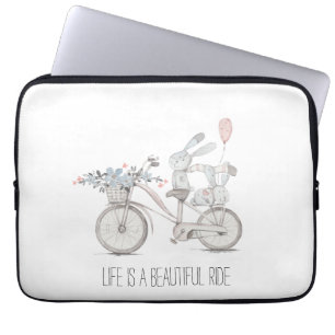 Beautiful Ride Bike with Sweet Bunnies Laptop Sleeve
