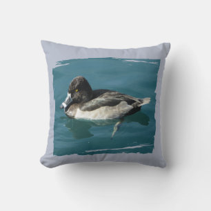 Beautiful Ring-necked Duck Resting On Water Photo Cushion