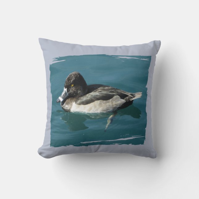Beautiful Ring-necked Duck Resting On Water Photo Cushion (Front)