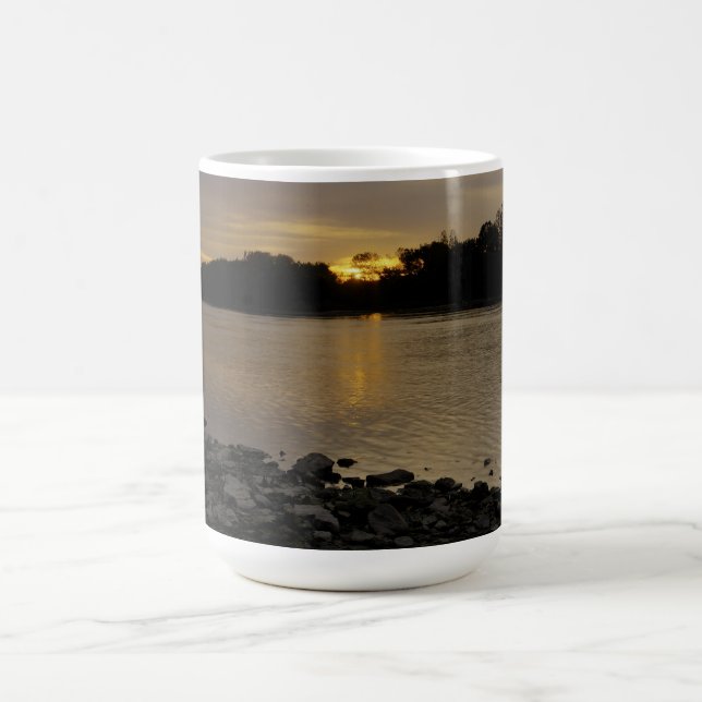 Beautiful River Sunrise Coffee Mug (Center)