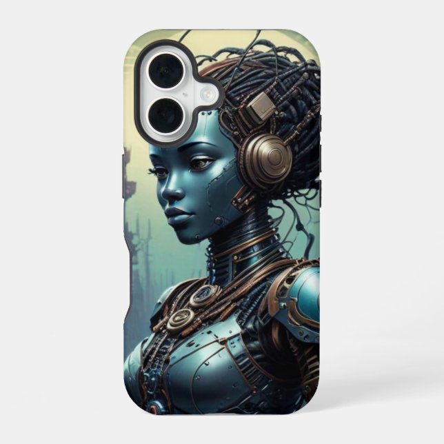 Beautiful robot from far into the future  iPhone 16 case (Back)