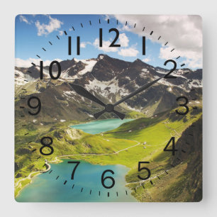 Beautiful Rocky Mountain and Streams scene Square Wall Clock