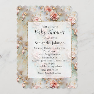 Beautiful Romantic Blush Pink Romantic Roses Invitation