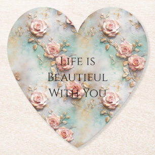 Beautiful Romantic Blush Pink Romantic Roses Paper Coaster