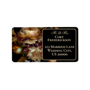 Beautiful Romantic Dark Old World Floral Label