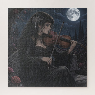 Beautiful Romantic Gothic Beauty Playing Viola Jigsaw Puzzle