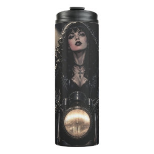 Beautiful Romantic Gothic Woman on Motorcycle  Thermal Tumbler