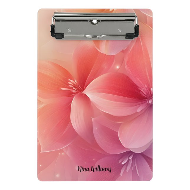 Beautiful Romantic Pink Flower Mini Clipboard (Front)