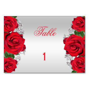 Beautiful Romantic Red Roses Birthday Table Number