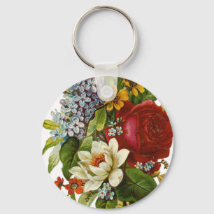 Beautiful Romantic Summer Bouquet with Red Rose Key Ring