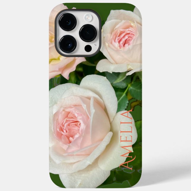 Beautiful romantic white pink roses  Case-Mate iPhone case (Back)