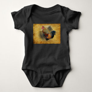 Beautiful Rooster and Rustic Barn Chicken Coop Baby Bodysuit