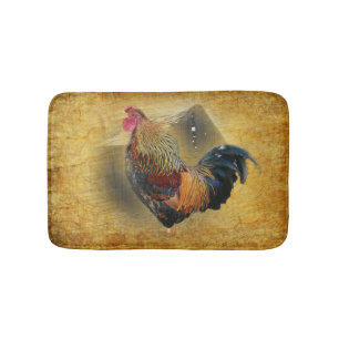 Beautiful Rooster and Rustic Barn Chicken Coop Bath Mat