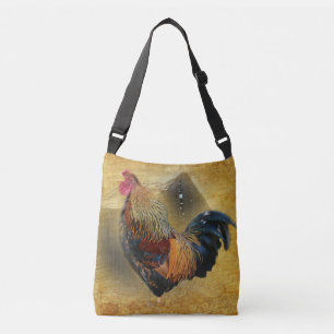 Beautiful Rooster and Rustic Barn Chicken Coop Crossbody Bag