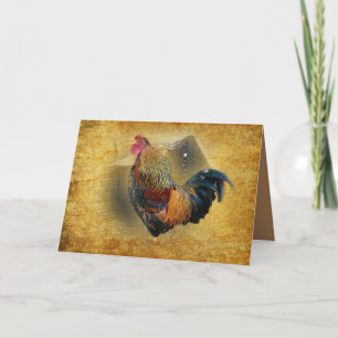Beautiful Rooster and Rustic Barn Chicken Coop Thank You Card