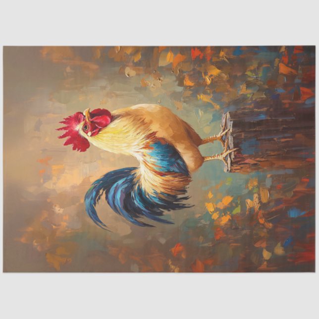 Beautiful Rooster Painting Decoupage Tissue Paper (Front)
