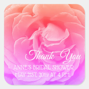 Beautiful Rose Blosso Photo Bridal ShowerSticker Square Sticker