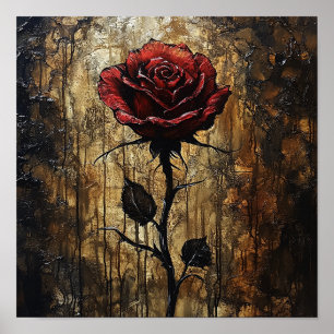 Beautiful Rose Botanical Floral Warm Interiors Poster