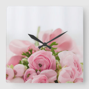 Beautiful Rose Bouquet Square Wall Clock