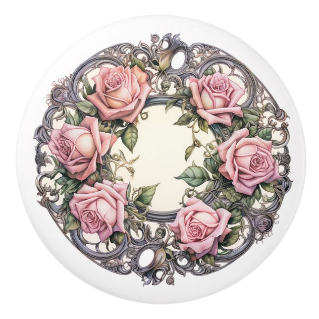 Beautiful Rose Ceramic Knob (Front)