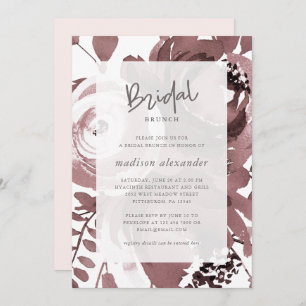 Beautiful Rose Colour Floral Blush Bridal Brunch Invitation