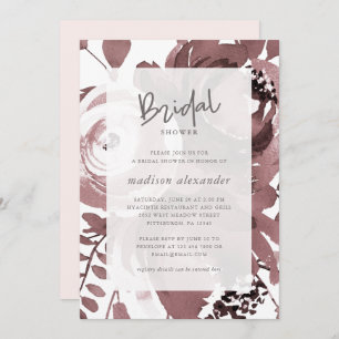 Beautiful Rose Colour Floral Blush Bridal Shower Invitation