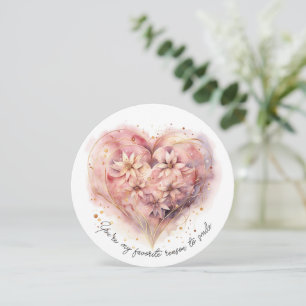 Beautiful Rose Coloured Watercolor Heart Holiday Card