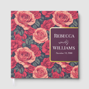 Beautiful Rose Flower Floral Wedding Guest Book