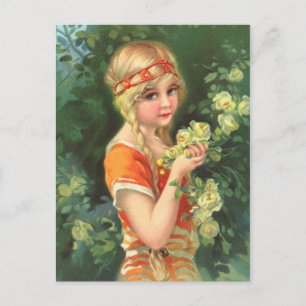 Beautiful Rose Girl Postcard