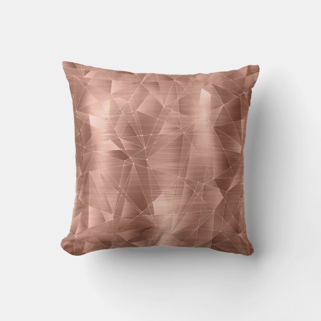 Beautiful Rose Gold Geometrical Pattern Cushion (Front)