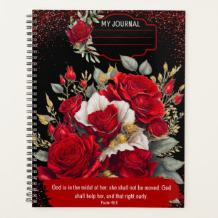 Beautiful Rose Journal with Psalm 46:5 Scripture  Planner