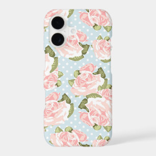 Beautiful rose pattern with blue polka dots