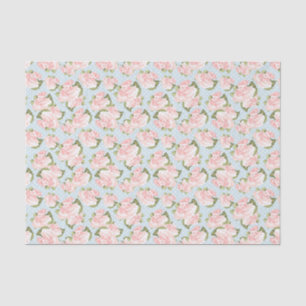 Beautiful rose pattern with blue polka dots tissue paper