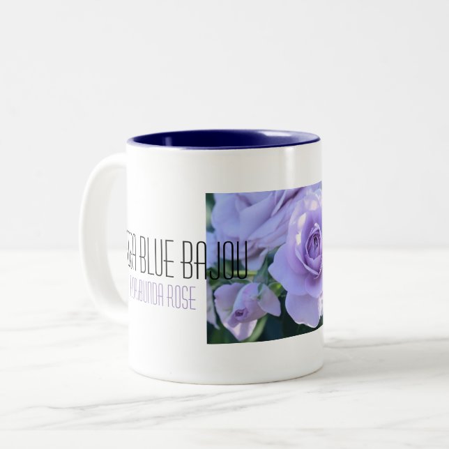 Beautiful Rose:Rosa Blue Bajou Two-Tone Coffee Mug (Front Left)