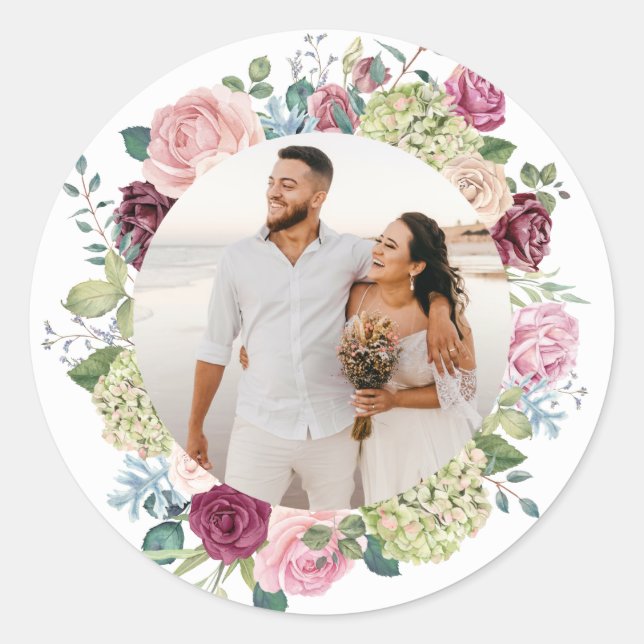 Beautiful Rose Spray Wedding Photo Sticker (Front)