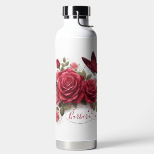 Beautiful Roses and Butterfly Water Bottle