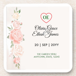 Beautiful Roses Floral Wedding  Coaster