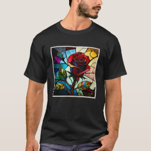 Beautiful Roses Illustration Stained Glass Realist T-Shirt