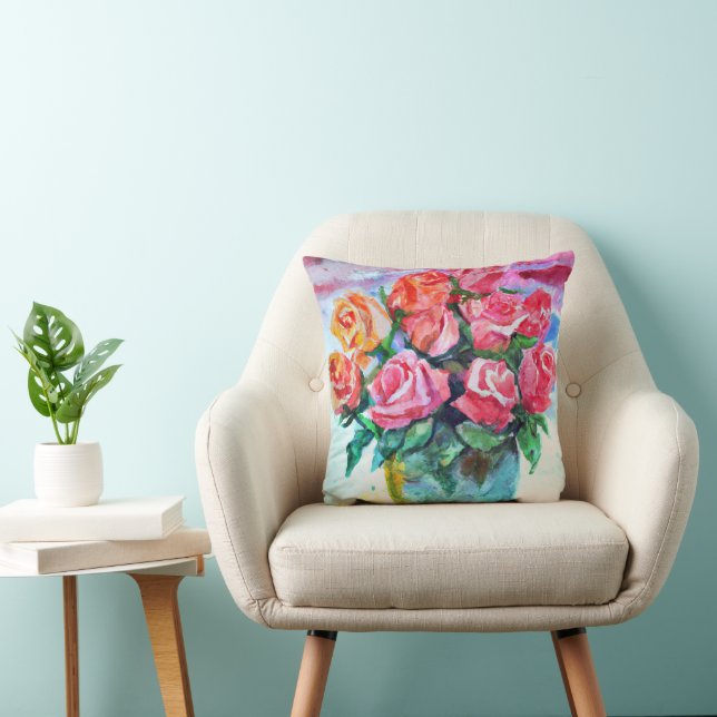 beautiful roses in a vase cushion (Chair)