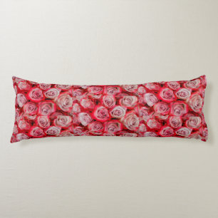 Beautiful roses in pink and red flower bouquet body cushion