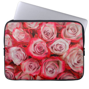 Beautiful roses in pink and red flower bouquet laptop sleeve