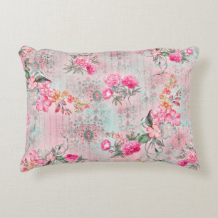 Beautiful roses on vintage paper texture illustrat decorative cushion