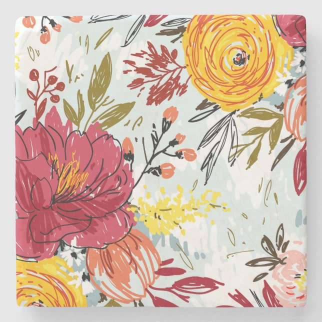 Beautiful Roses Stone Coaster (Front)