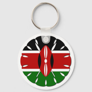 Beautiful Round Kenyan Motif: A National Symbol Key Ring