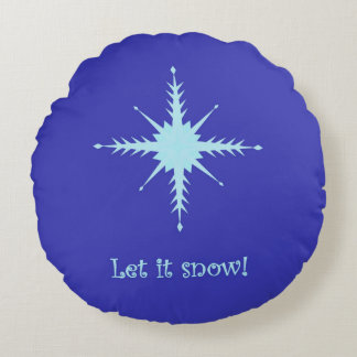 Beautiful round throw pillow with snowflakes