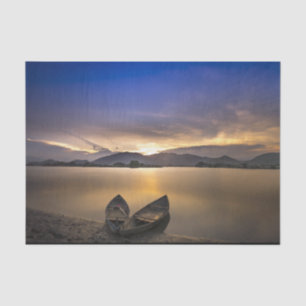 Beautiful Rowboats Water Sunrise Photo Tissue Paper