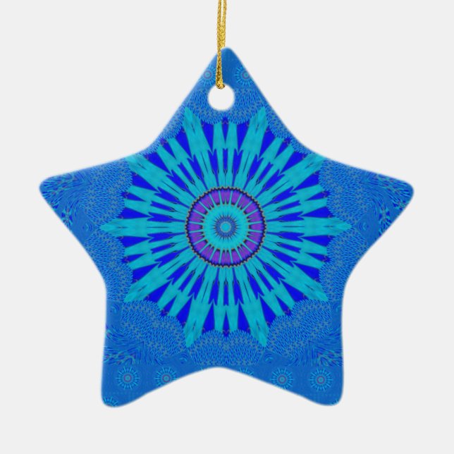 Beautiful Royal Blue Mandala Art Print Ceramic Ornament (Front)