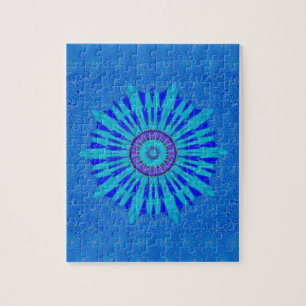 Beautiful Royal Blue Mandala Art Print Jigsaw Puzzle